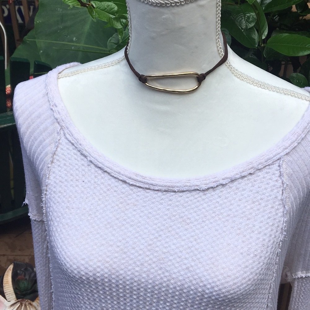 Free People high low waffle shirt